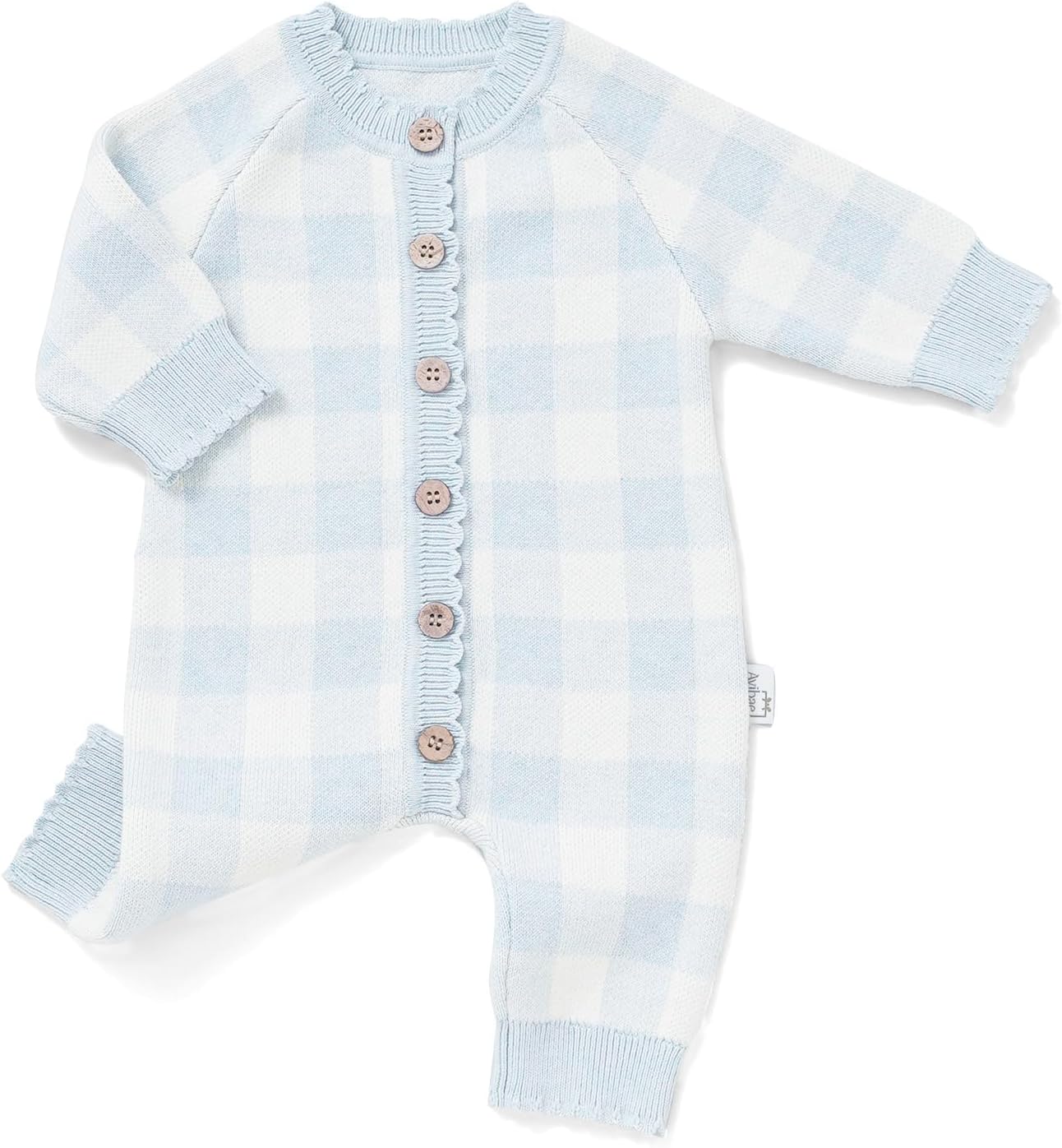 Avibae Knit Baby Sweater, Cotton Thermal Clothes for Newborn Infant, Baby Boys and Girls Plaid Romper - Image 2