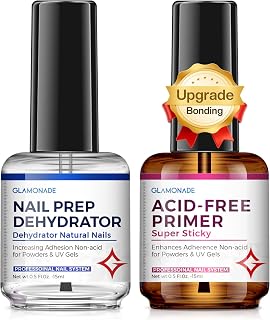 Glamonade Nail Prep Dehydrator and Primer: Acid Free Super Bond for Acrylic/Gel Polish/Builder/Polygel/UV Glue - 30+ days Long-Lasting Adhesion Professional Hema-Free Nail Supplies