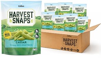 Harvest Snaps Veggie Chips Caesar Snack Crisps | Powered by Plant Protein, Gluten Free Baked Vegetable Crisps | Made in USA 8 Snack Packs