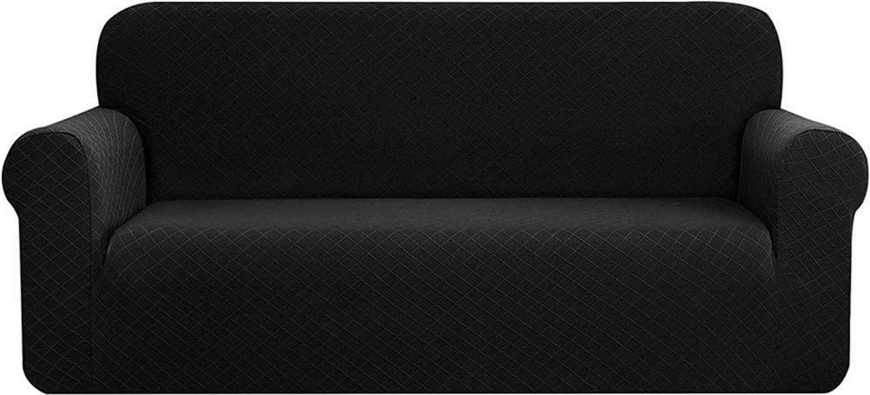 SDYdsgE sofa cover， Rhombus Sofa Cover Polyester Spandex Armchair Slipcover Cream White 3 Seater/Sofa Stylish Room Decoration(Black,3 Seater/Sofa)