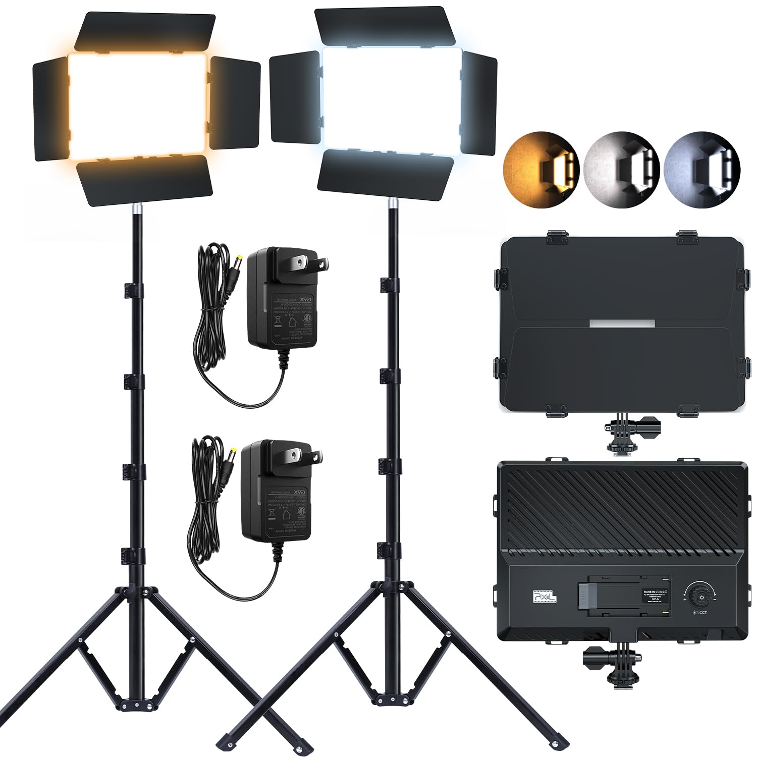Luces LED para estudio de cámara y sesiones de streaming con trípode de iluminación ajustable 8