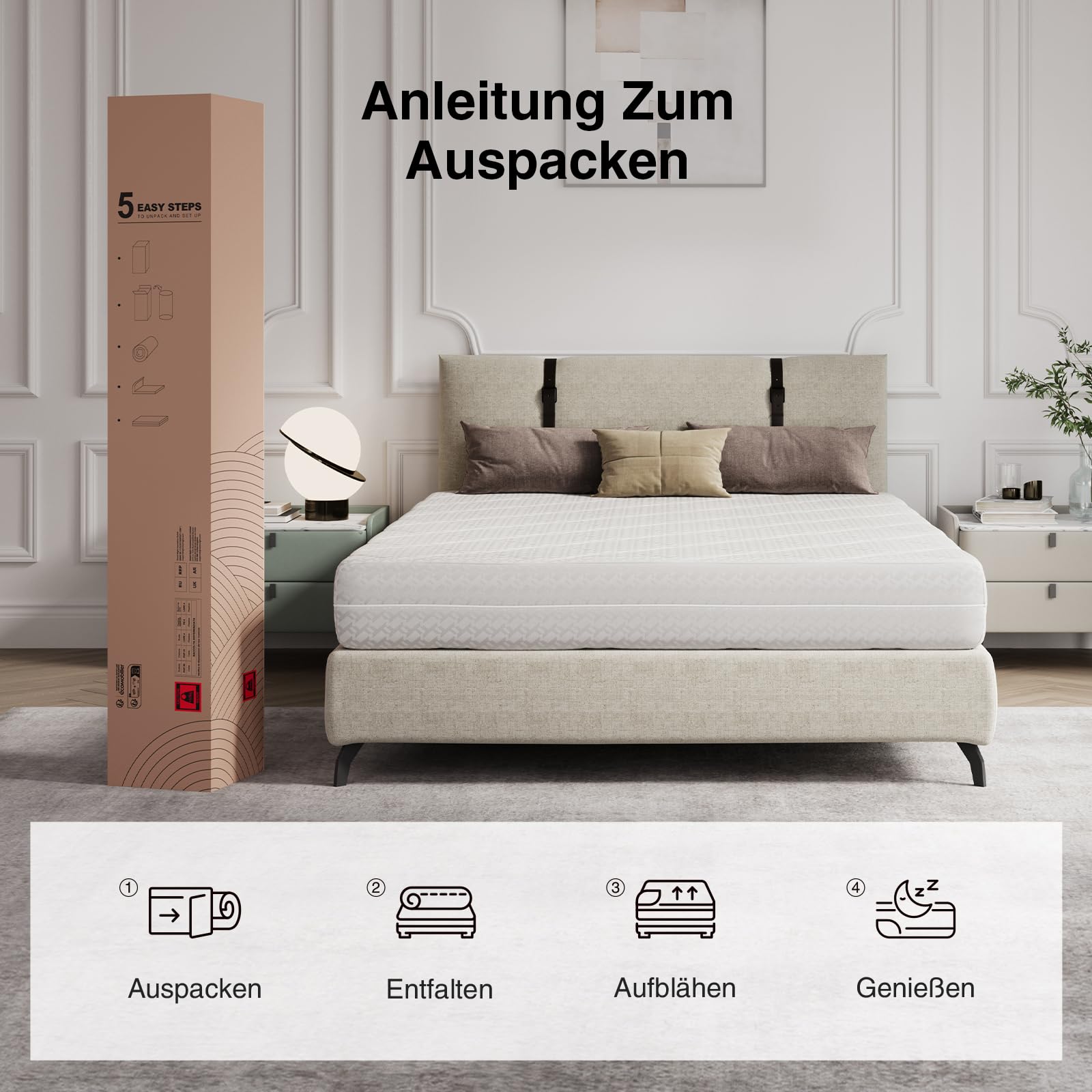 Novilla Matratze 90x200 Taschenfederkernmatratze 7-Zonen H2/H3 atmungsaktivem Bezug & Komfortschaum Öko-Tex & CertiPUR-US Zertifiziert – Federkernmatratze für Einzelbett & Doppelbett Höhe 20 cm – Bild 9