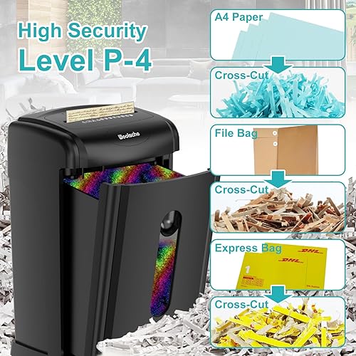 Miniatura 3 de Trituradora de papel corte transversal de 18 hojas con cesta extraíble de 793 galones nivel de seguridad P-4 papel triturado de diseño de 3 modos y