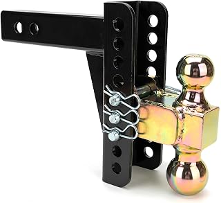 45900 Adjustable Trailer Hitch Ball Mount, Adjustable Trailer Hitches 2-Inch Receiver, 6-Inch Drop, 2 and 2-5/16-Inch Balls, Load Capacity 14000 lbs, Black