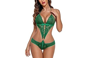 Women Sexy Green Lace Teddy One Piece Babydoll Mini Bodysuit