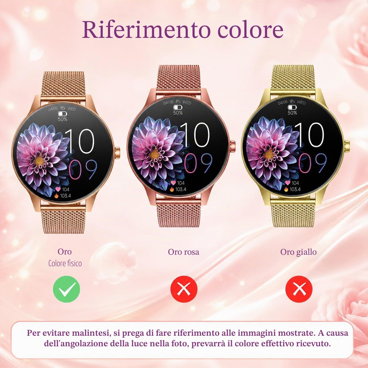 Smartwatch Donna Orologio Chiamate Bluetooth: 1,27" Tondo Touch Orologi Smart Watch da Impermeabile Sport Fitness Contapassi Cardiofrequenzimetro Pressione Caloriec Oro Polso per Android iOS Telefono