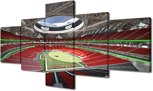 Vista 34 de Cuadros de estadios deportivos de fútbol americano de Minnesota, cuadros de vikingos, 5 paneles, lienzo para pared, arte de pared del estadio