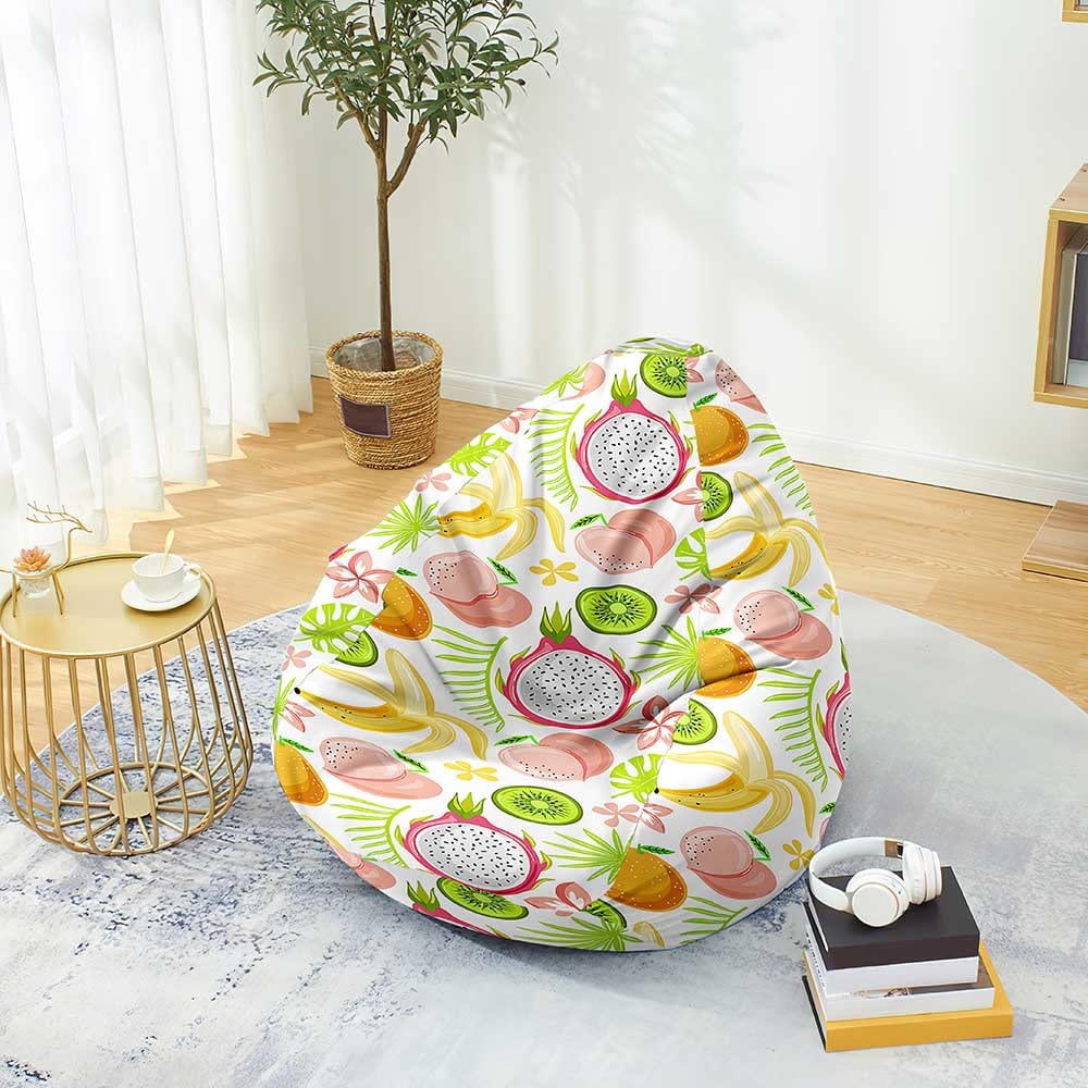 Pouf Poire Sans Remplissage - Housse Avec Motif Fruits (Avocats) - Taille M 80x90 Cm - Pour Salon, Chambre - Doux Et Confortable