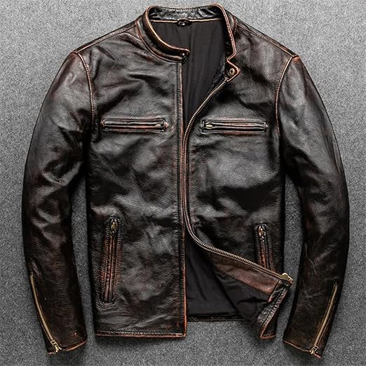 黒牛革ダメージ加工ジャケット Cow Leather Distressed Jacket Black