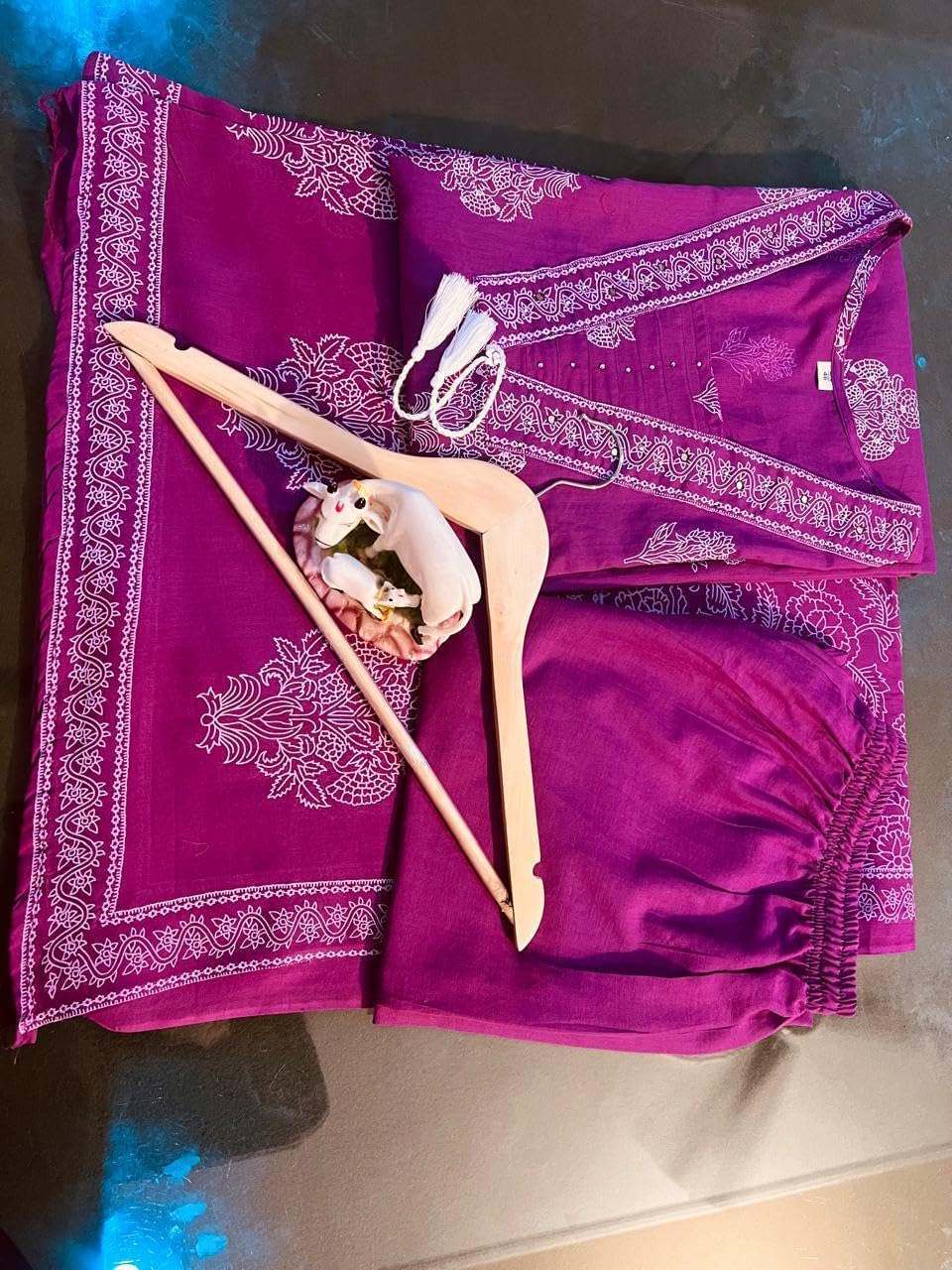 Women's Printed and Embroidered Pure Cotton Hand and Thread Work Kurta Set with Dupatta, Indian Wear, Ethnic Wear