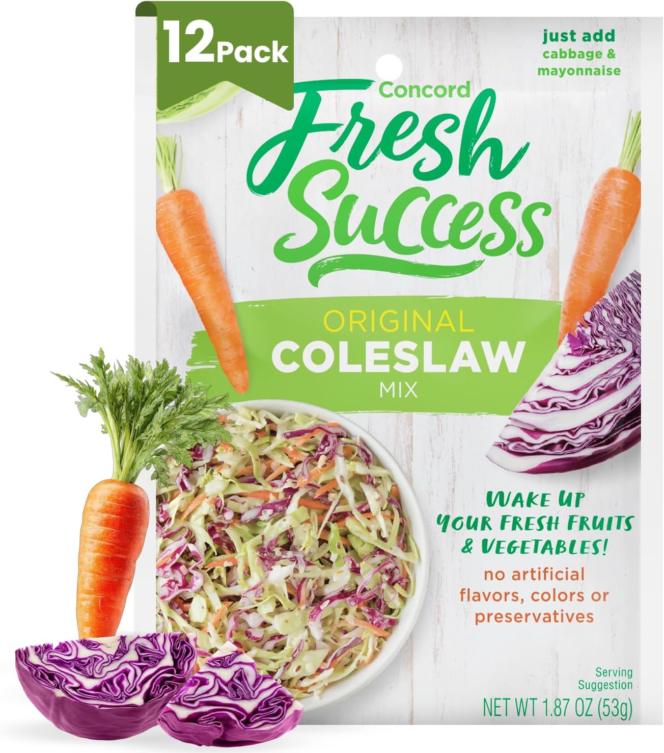 Concord Foods Original Coleslaw Seasoning Mix, 1.87 oz (Pack of 12)