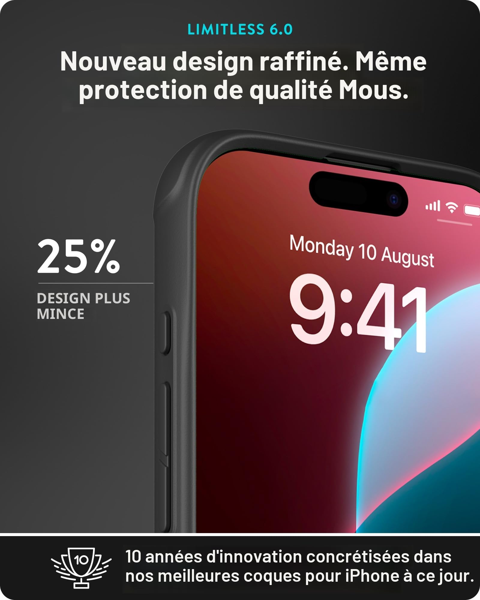 Mous pour iPhone 16 Pro Coque Compatible avec MagSafe - Limitless Fibre de Carbone - Antichoc