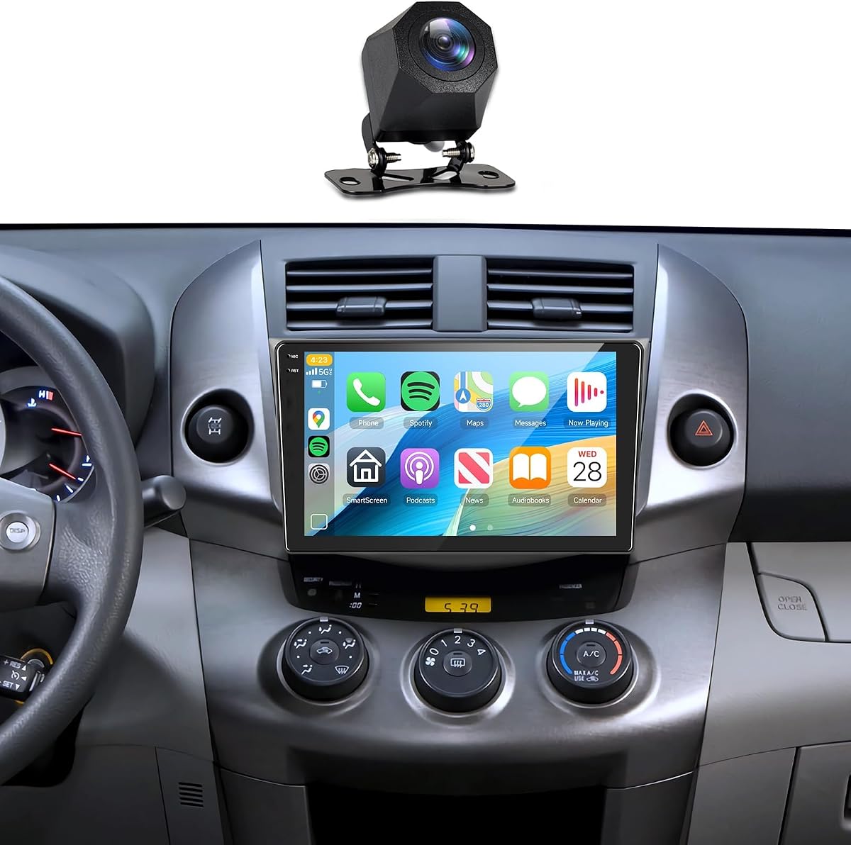 [4G+128G] Estéreo de automóvil para Toyota RAV4 2006-2012 con 5GWiFi/Android 15/Carplay inalámbrico Android Auto, radio con pantalla táctil Incell de 9", GPS/EQ DSP/Bluetooth5.0/SWC/cámara de respaldo AHD