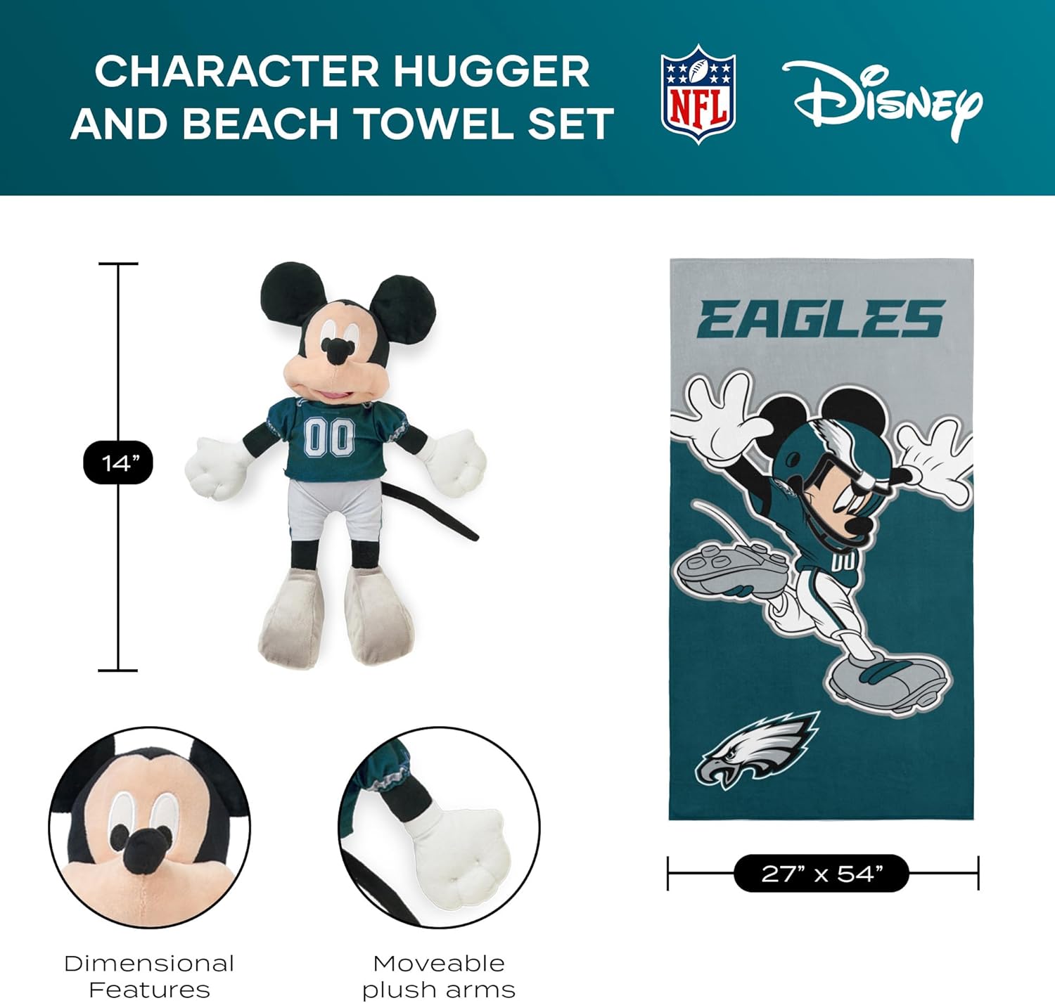 Northwest NFL Unisex-Adult Character Hugger Pillow and Beach Towel Set