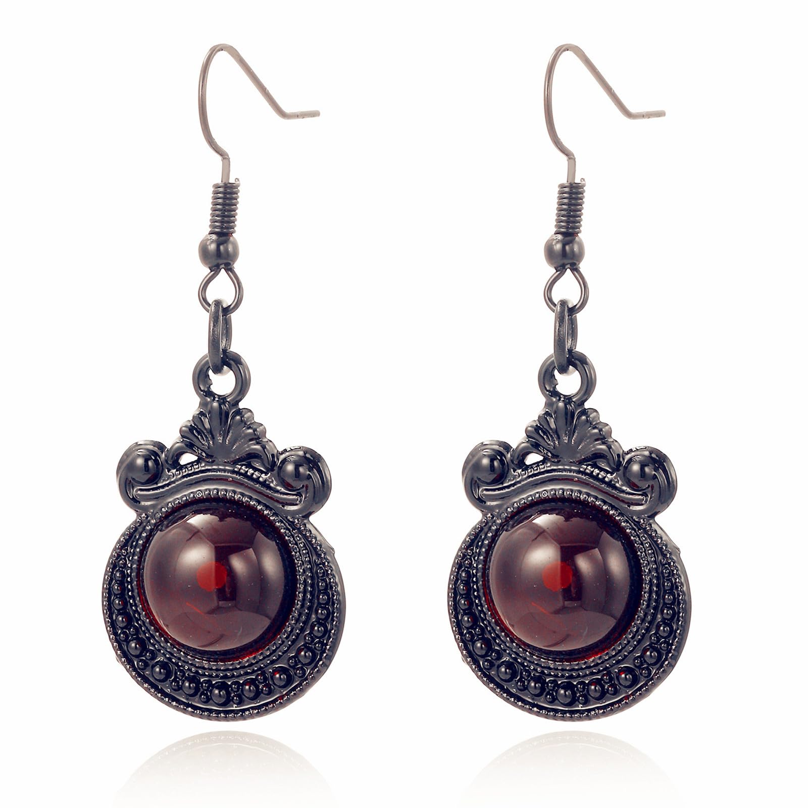Dainty Gothic Ruby Dangle Earrings Cubic Zirconia Retro Punk Jewelry Gift For Women