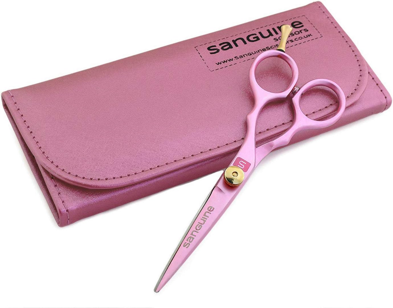 Professional Pink Hair Scissors, Hairdressing Scissors for All Hair Cutting, 5.5 inch (14 cm) - Pink Presentation Case