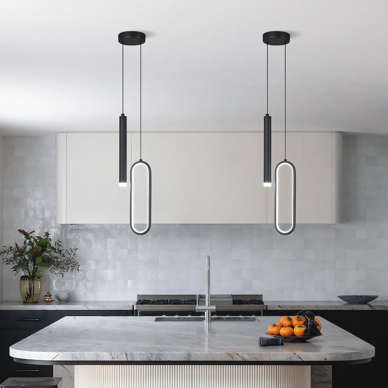 Modern Pendant Lights Black LED Pendant Light Kitchen Island Pendant Hanging Pendant Lighting for Living Room Hallway Bedroom Dining Room Bar Staircase