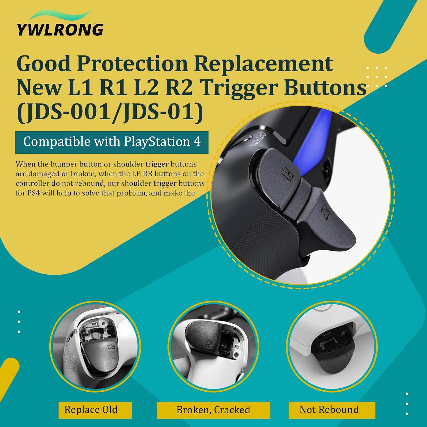 For PS4 L1 R1 L2 R2 Trigger Buttons Replacement for PlayStation 4 PS4 JDS-001/JDS-011 Shoulder Buttons with Springs Accessories Repair Tools image 2