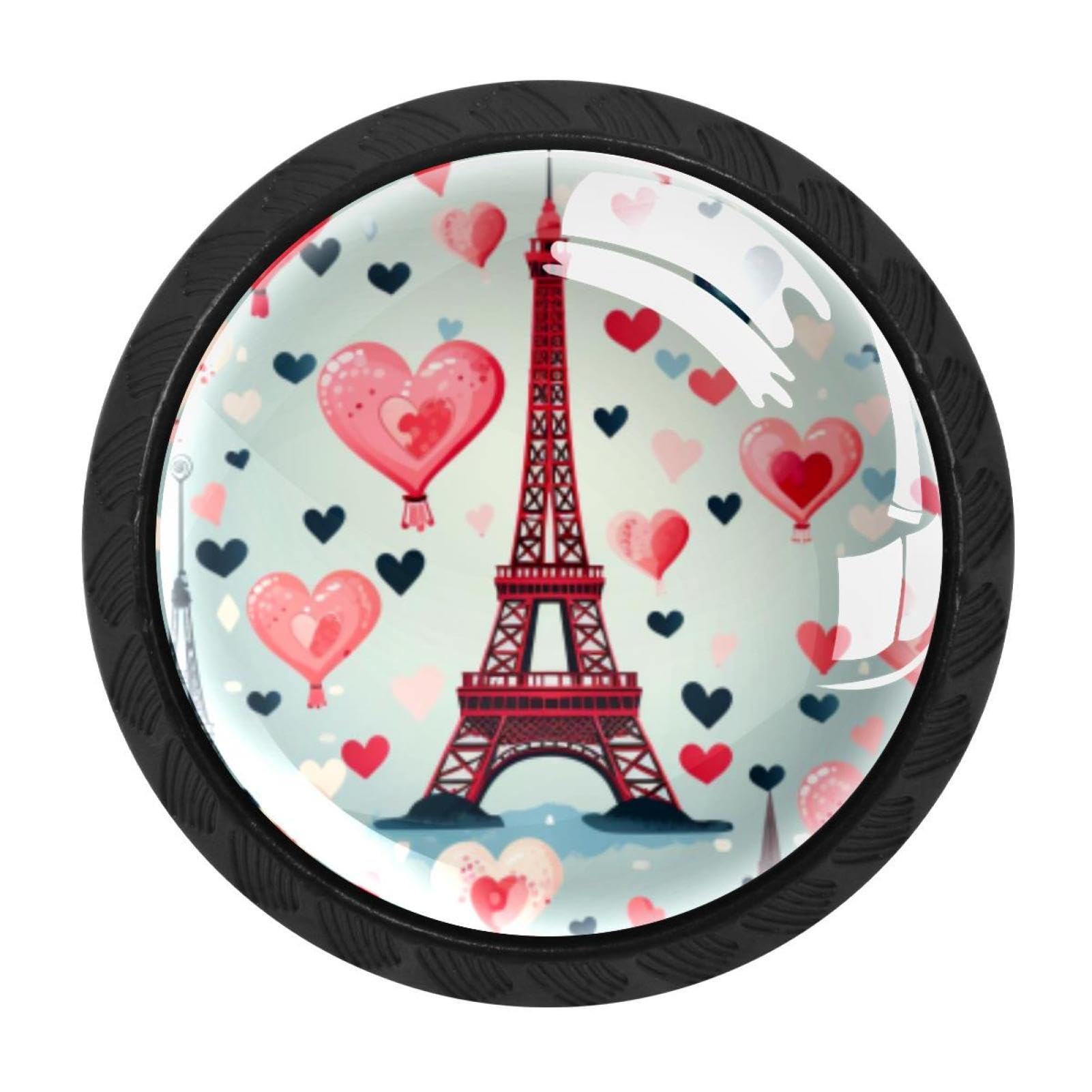 Chenzzzz Multicolored 01 4 Pieces Eiffel Tower Valentine's Day Kitchen Cabinet Knobs Drawer Knobs Dresser Knobs Black Knobs Drawer Pulls Dresser Drawer Handles Knobs For Dresser Drawers