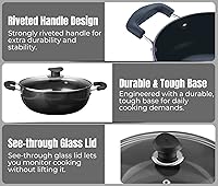 Vista 6 de Vinod Black Pearl Hard Anodized Deep Kadai con tapa 5,5 litros