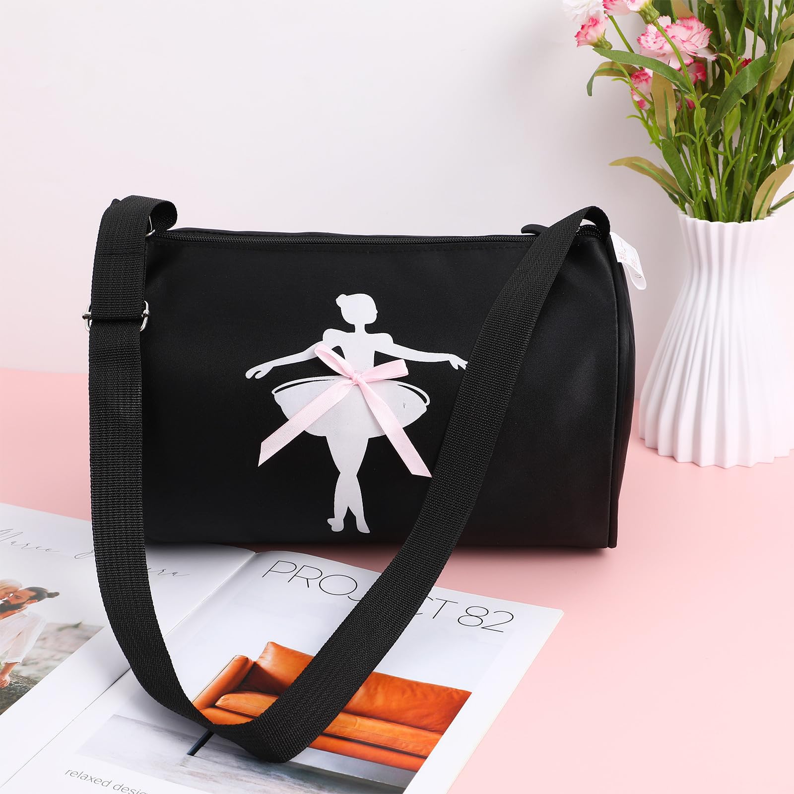 Sacoche à Bandoulière pour Garçon et Filles de Ballet Noir en Tissu Oxford