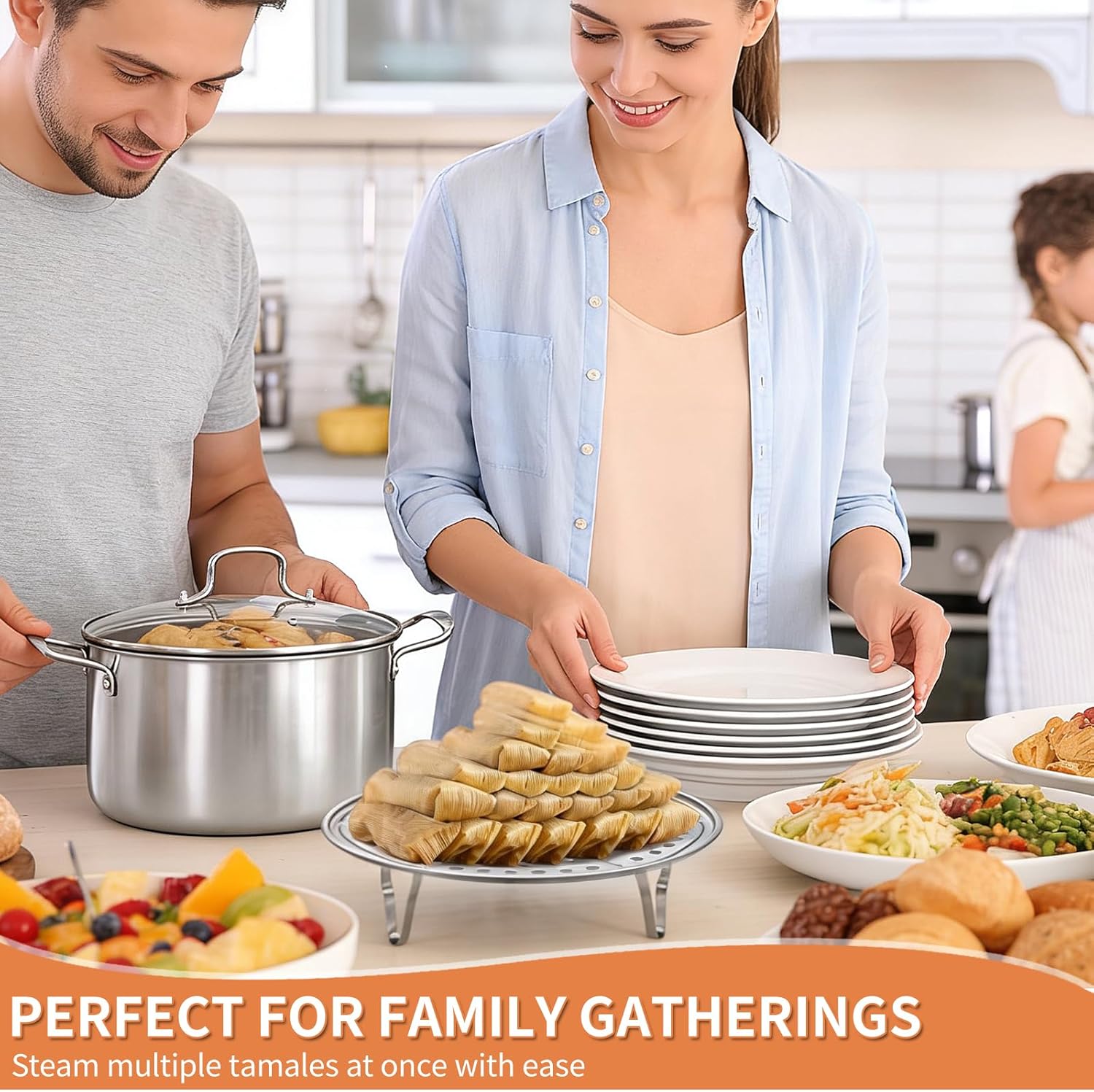 Ollas Para Tamales, 5.5 Quart Stock Pot with Steamer Insert and Glass Lid, Stainless Steel Steamer Pot, with Multi-Hole Vaporera, Large Capacity Cookware for Even Cooking, Ideal for Steaming Tamales