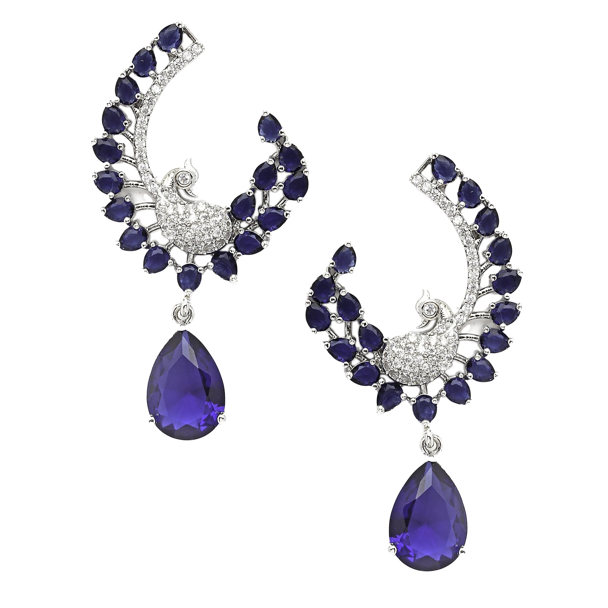 See full amazon price history chart for ZENEME Rhodium-Plated American Diamond Studded Peacock & Feather Shaped Drop Earrings For Girls and Women (Navy Blue) ZENEME Rhodium-Plated American Diamond Studded Peacock & Feather Shaped Drop Earrings For Girls and Women (Navy Blue) (B0CGHX579Y) Amazon Price History, Amazon Price Tracker