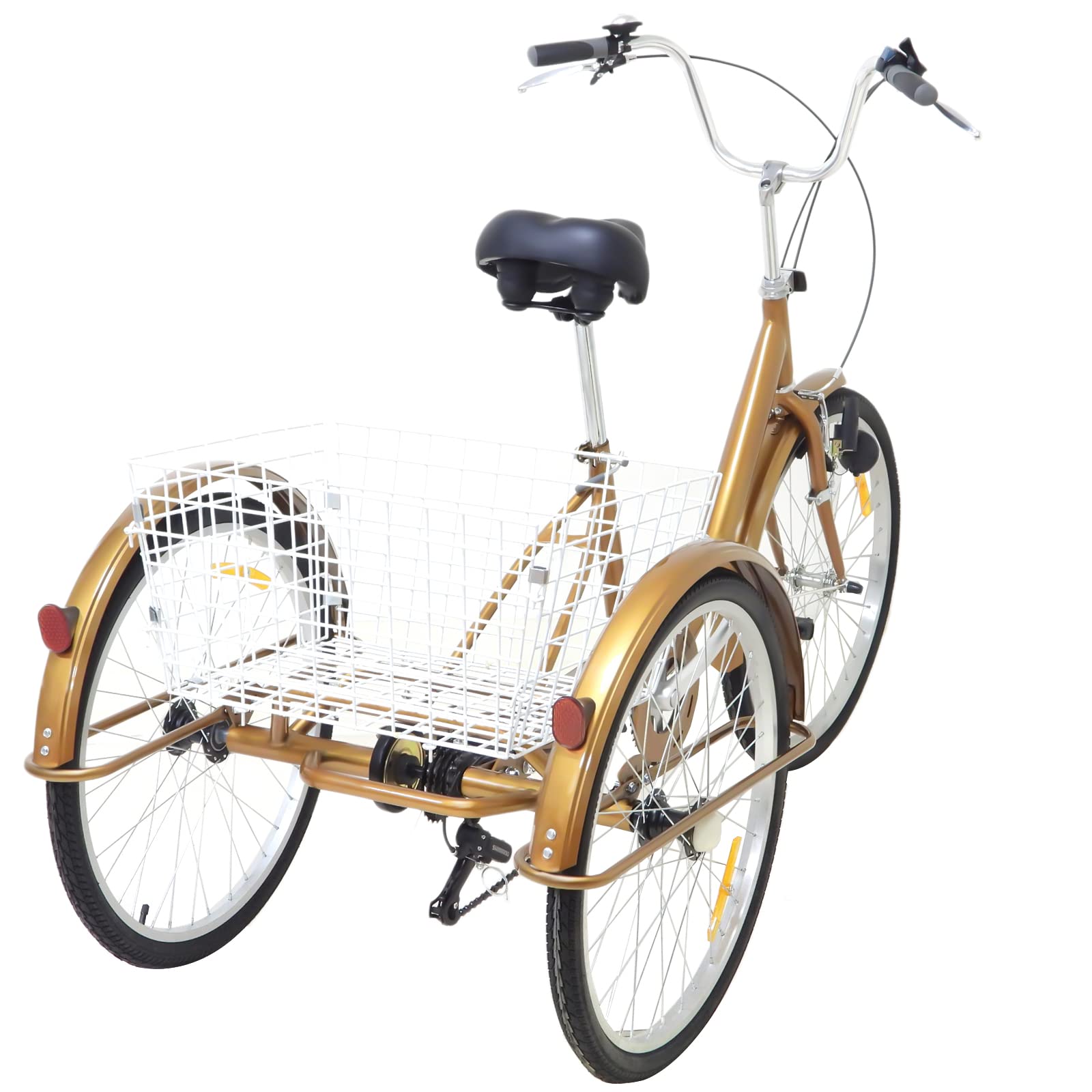 Viribus 24 Tricycle Adulte 7 Vitesses Vélo Trois Roues Tricycle Adulte avec Deux Chaînes Bleu