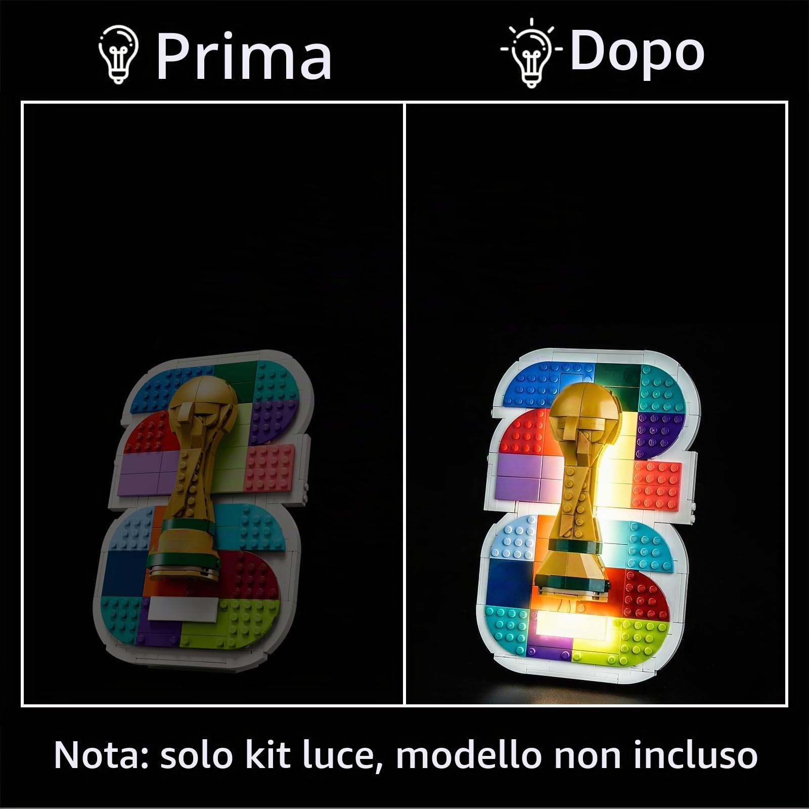 Kit di illuminazione a LED per Lego 43032 FIFA World Cup 2026 Ufficiale Emblem – Alimentato USB Effetto Apparecchi DIY Senza Saldature Facile da installare (Modello Non Incluso)
