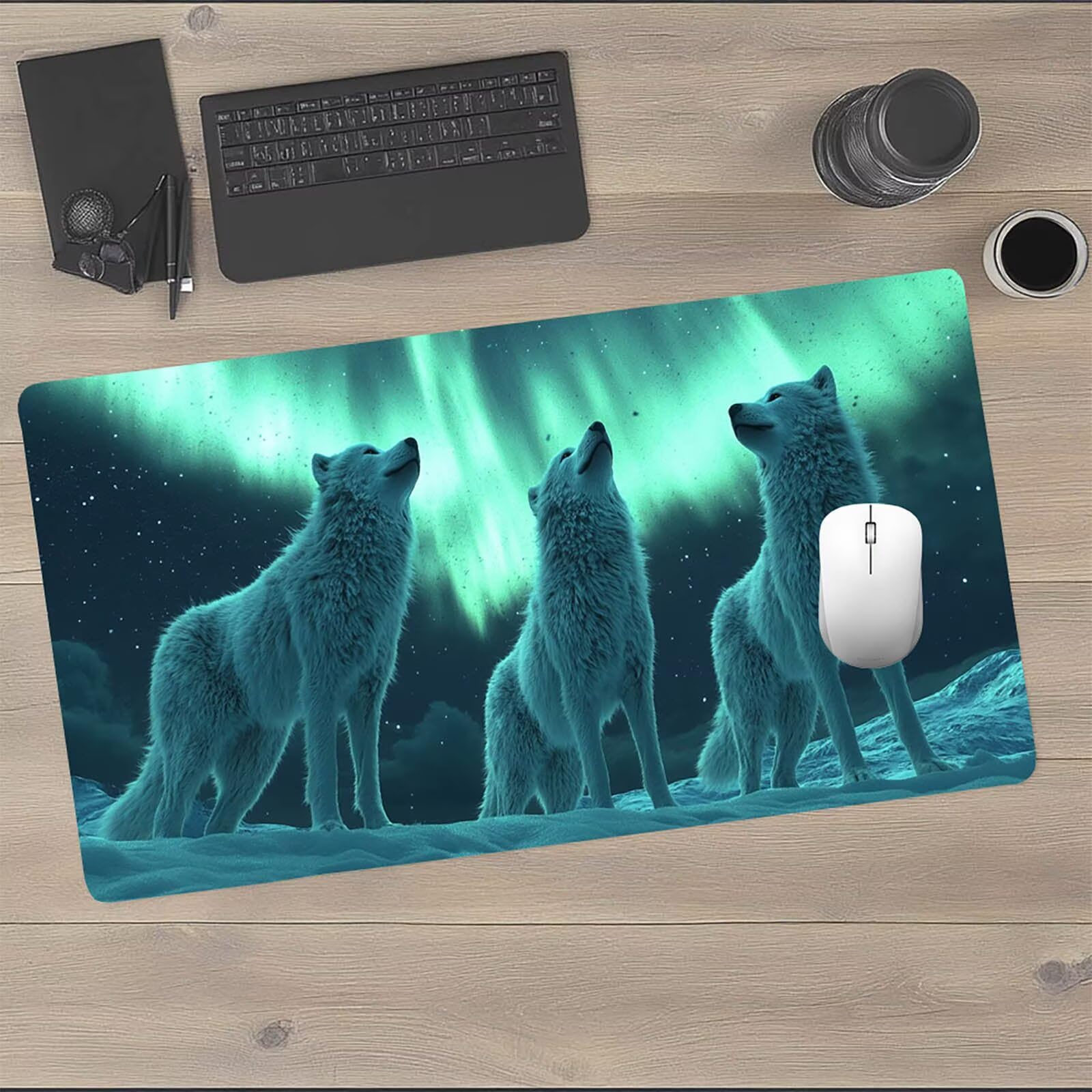 Podkładka pod mysz XXL 1600 x 800 x 3 mm Lmperméable i odporna na zerwanie podkładka pod mysz Aurora z podkładką pod mysz z antypoślizgową gumową podkładką, podkładka pod mysz poprawia recykling do