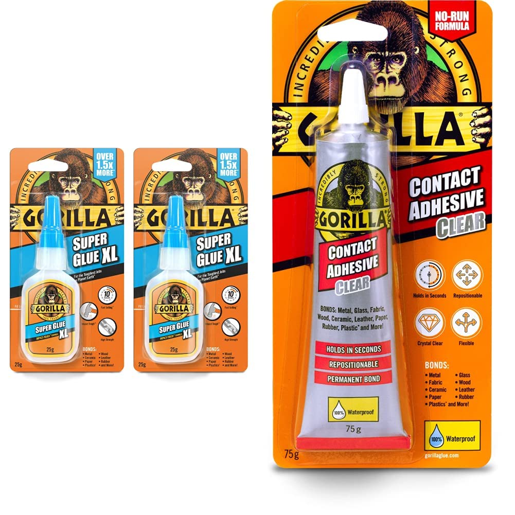Gorilla Super Glue XL 25g (2 Pack) All Purpose Adhesive, Fast Setting