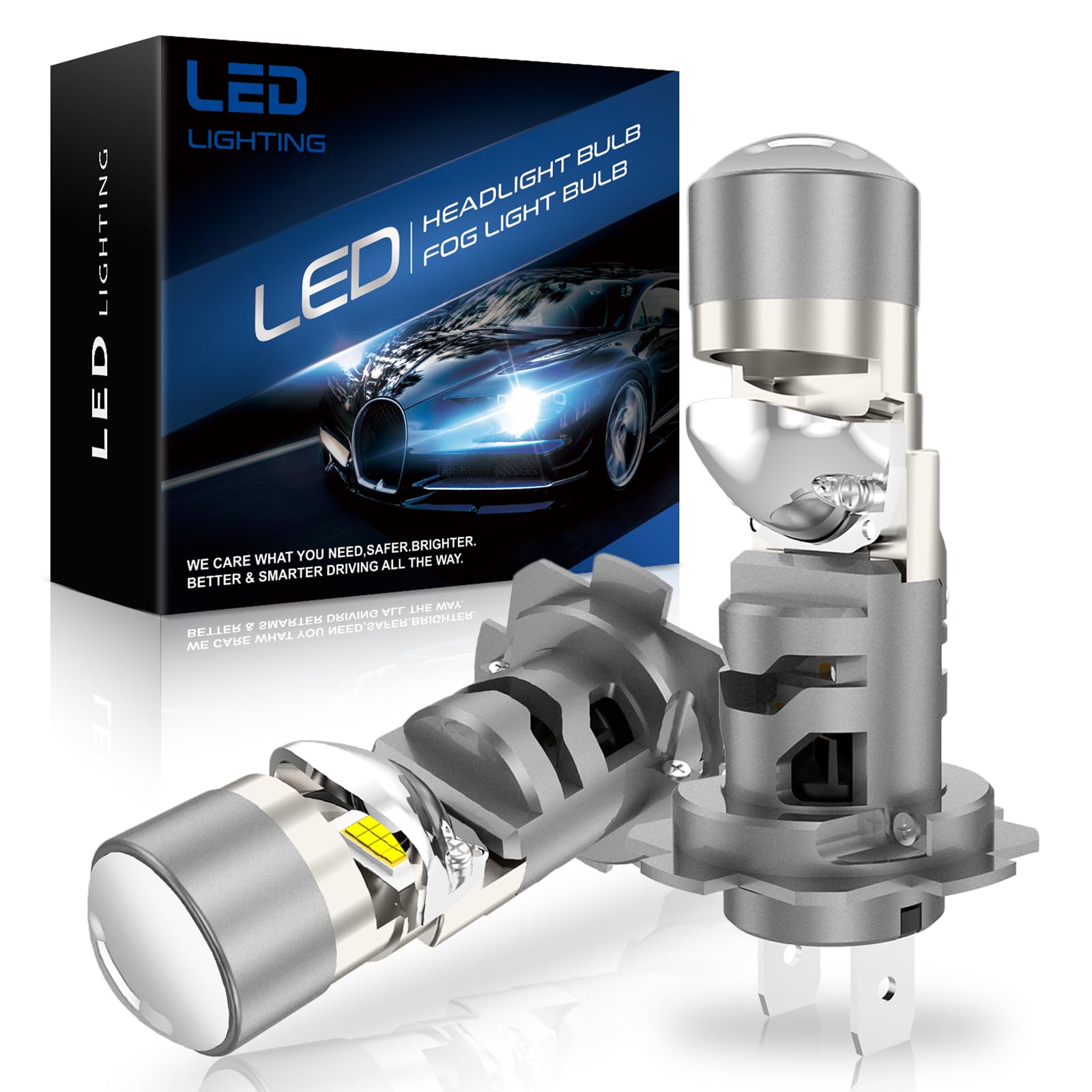 SHINYY Lampadine LED H7 Lenticolari Fari per Auto o Moto, 26000LM Potenti 6500K Bianco Lampade H7 Led con Lente per Abbaglianti Anabbaglianti Canbus Anti Errore, Sostituisce Luci Alogeno, Pack de 2