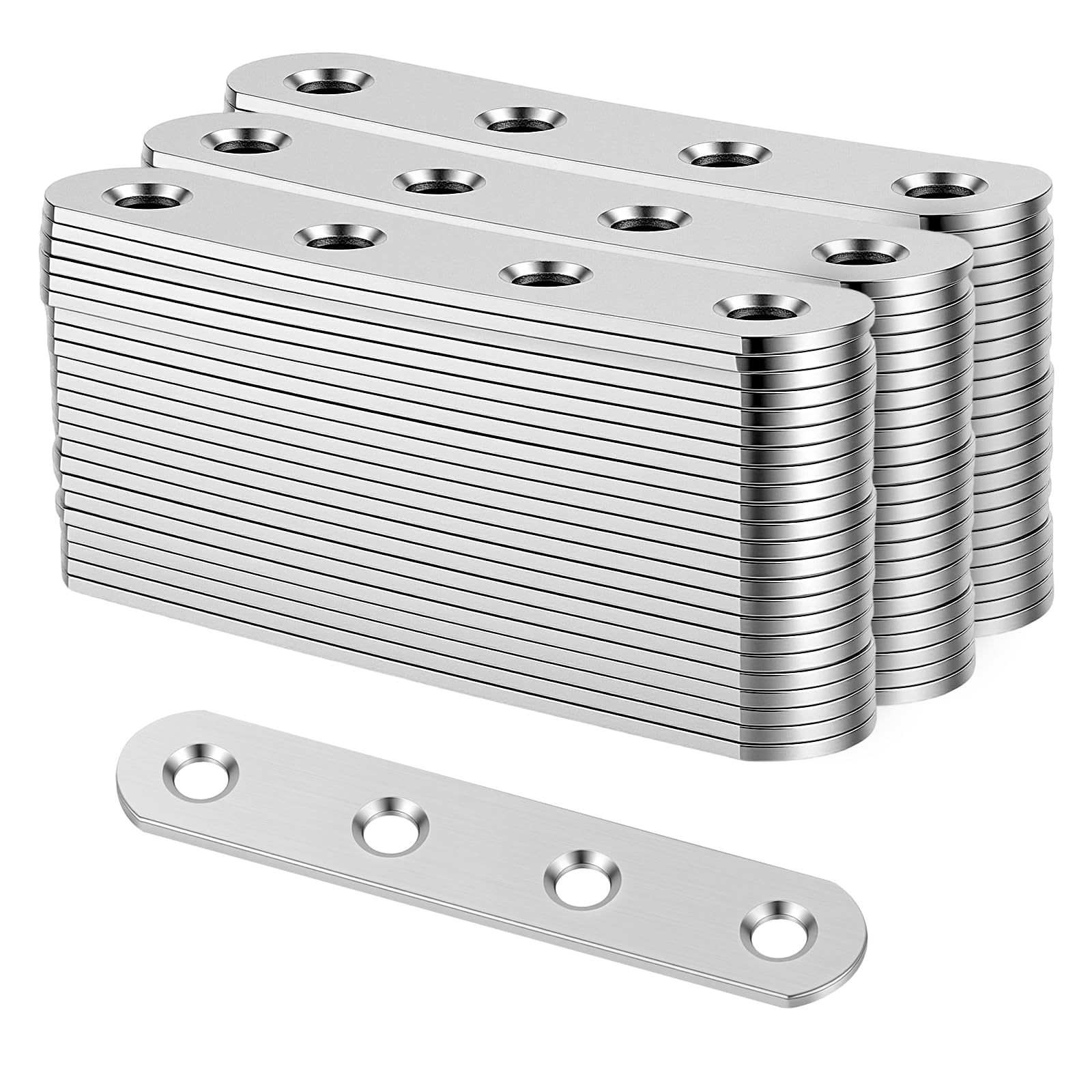 CHEUNGR Flat Brackets for Wood, 150 PCS 76 x 16 x 1.8mm Straight Mending Plates, Stainless Steel Flat Joining Plate for Wood Furniture Repairing Fixing
