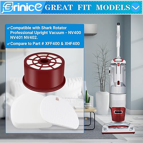 Miniatura 2 de Filtro de repuesto NV400 para Shark Rotator Professional Vertical Vacuum NV400 NV401 NV402, accesorios lavables y reutilizables, 1 HEPA + 2 filtros