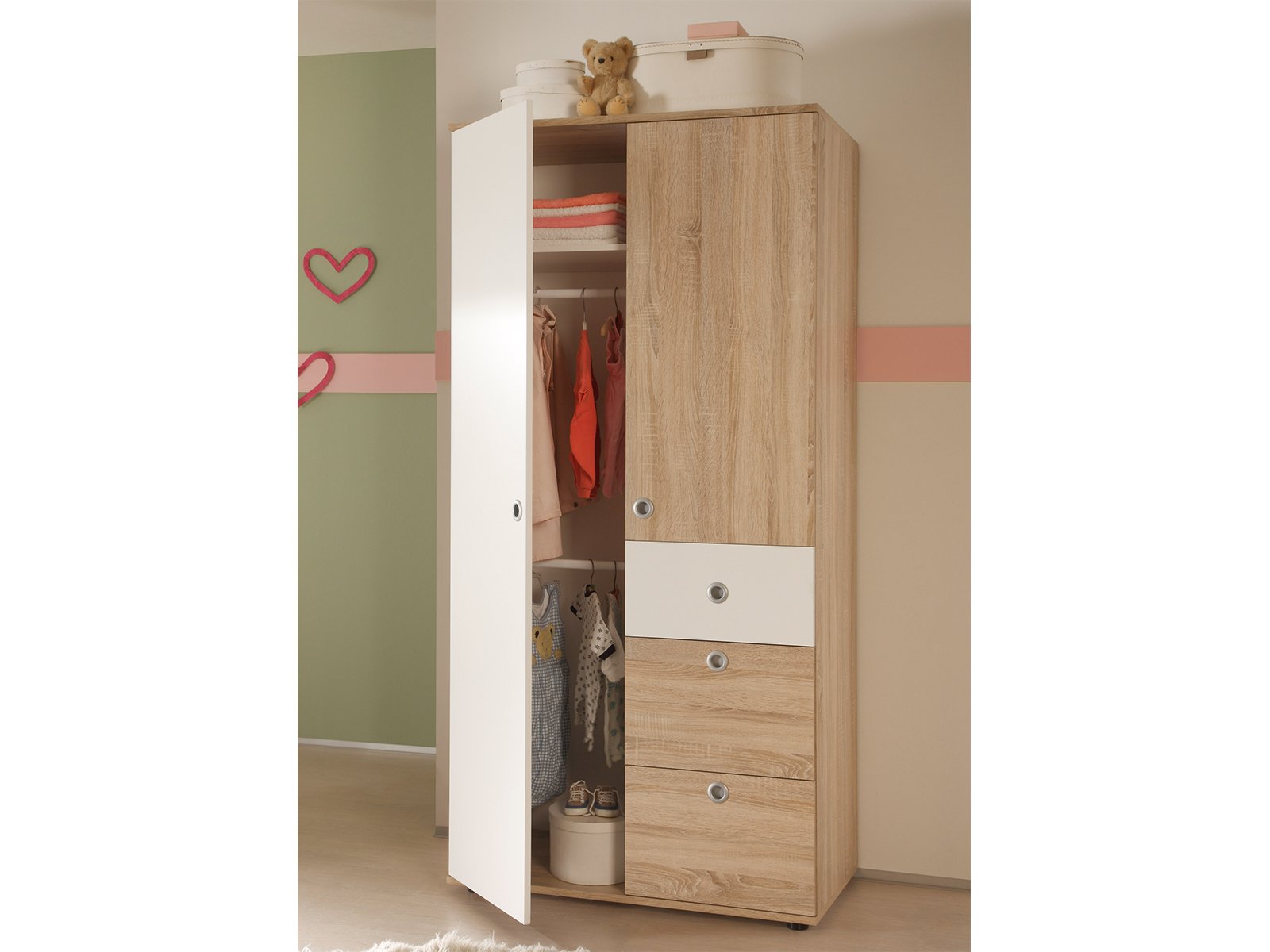möbelando Babyzimmer Möbelset Kinderzimmer Komplettset Babymöbel (3-teilig) Floris I