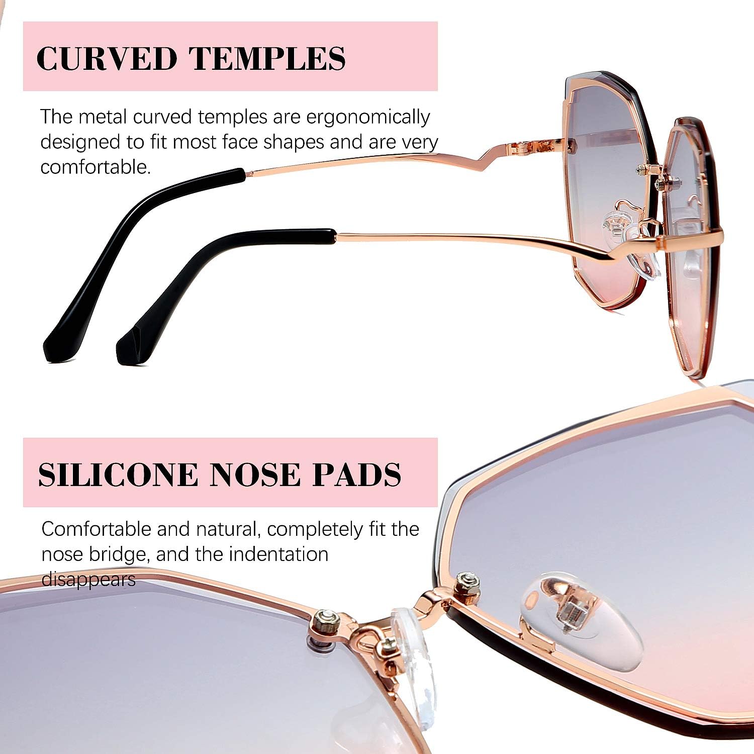 Sunglasses for Women trendy Polygon Oversized Fashion Designer Style Gradient UV400 octagon Lens Metal Frame - Image 6