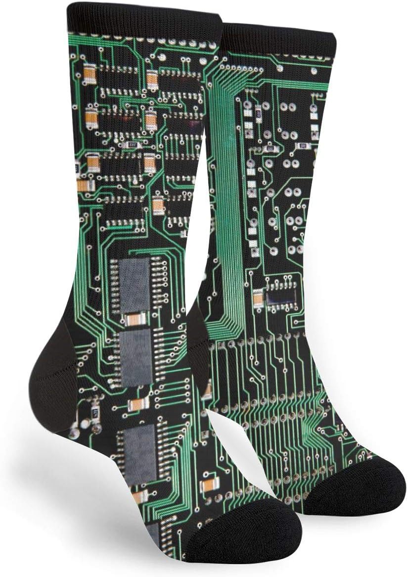 YISHOWFunny Novelty Crazy Crew Men's Women's Casual Dress Socks, Circuit Board, One size