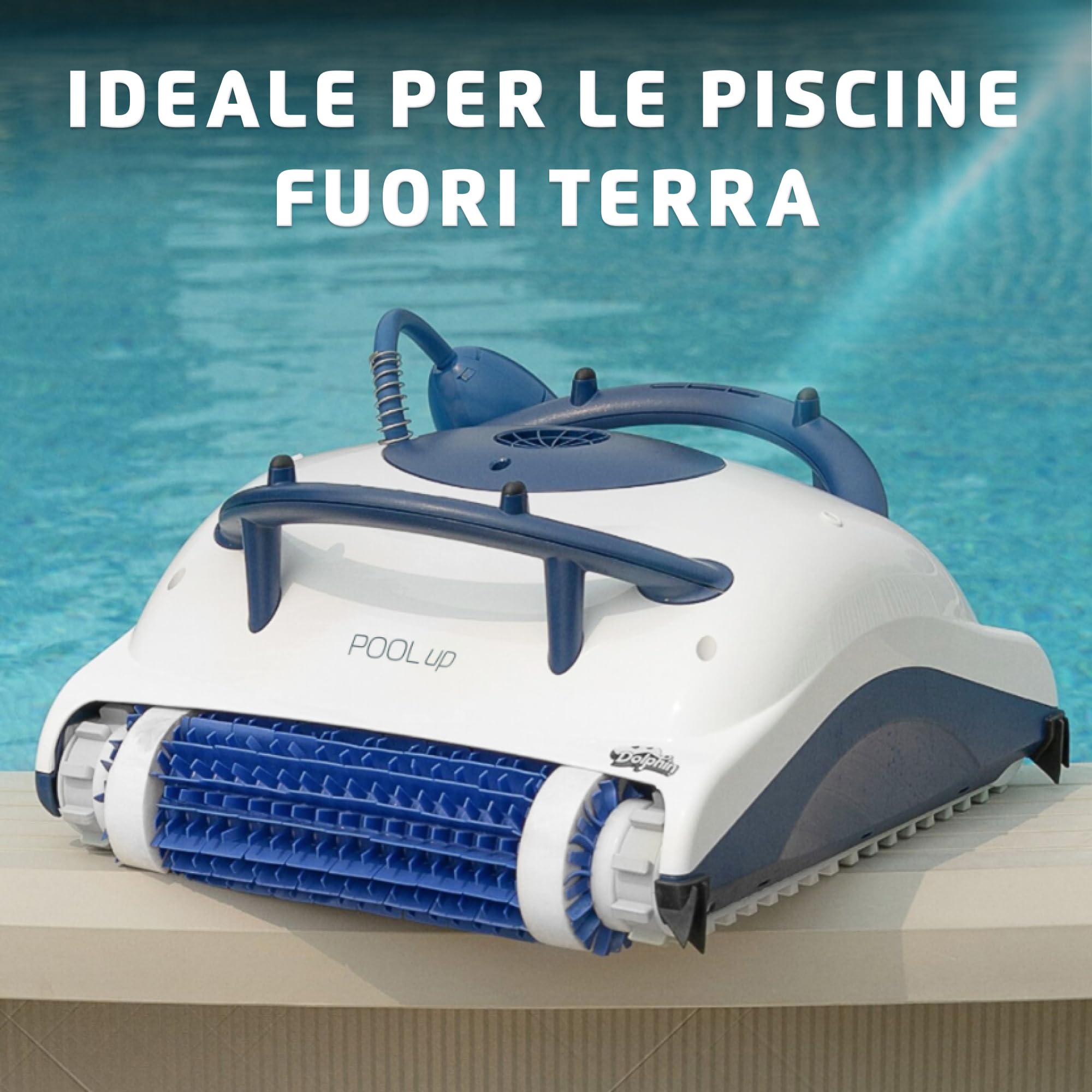 Dolphin Pool UP Robot Piscina Pareti e Fondo, Pulitore Piscina Fuori Terra 8m, Filtrazione fine, 2h di Pulizia, Navigazione intelligente