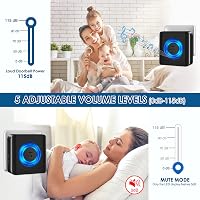 Satisure Vezeték nélküli ajtócsengő 2 adó 2 vevő, 400m hatótáv, 58 dallam, IP55 vízálló 5