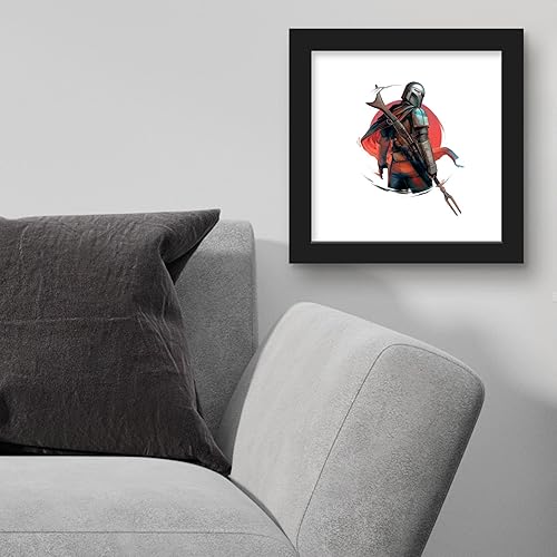 Miniatura 4 de Trends International Gallery Pops Star Wars The Mandalorian - Din Djarin - Póster de pared de sol rojo, 12 x 12 pulgadas, versión enmarcada en negro
