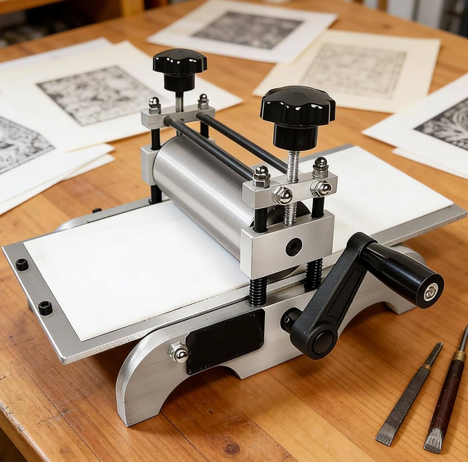 Macchina da stampa manuale per progetti fai da te, piano da tavolo portatile per stampa in rilievo e Linocut, ideale per hobbisti e artisti studenti