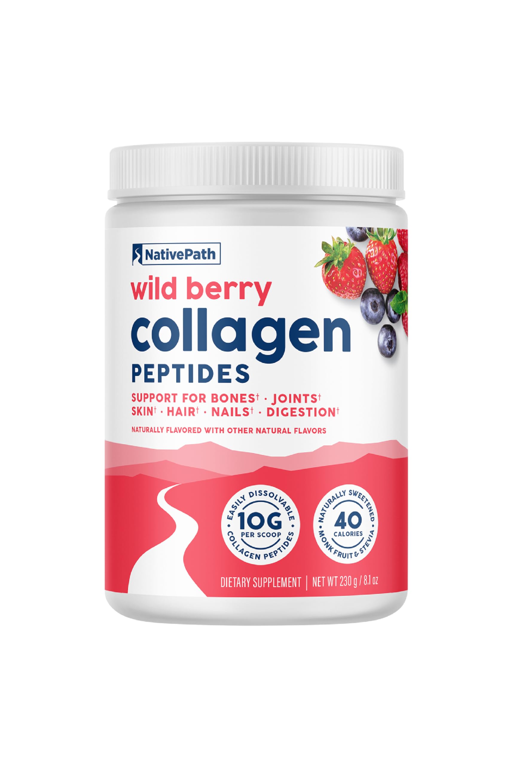 Wild Berry Collagen Peptides - Premium Keto and Paleo Grass-Fed, Pasture-Raised Protein Powder for Hair, Skin, Nails, Bones, Joints, Digestion and More - 20 Servings - No Gluten or Dairy