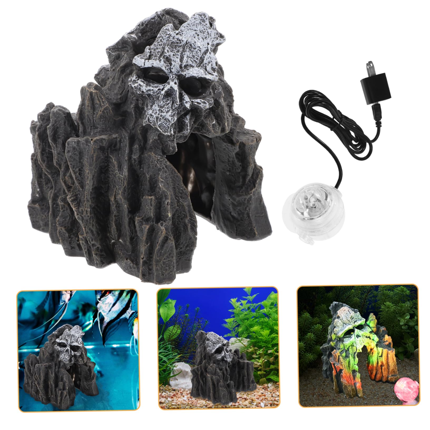Yardwe 2 Pièces Décorations Aquatiques Grotte sous-Marine Ornement d'aquarium Squelette Aquarium orner Aquariums aquaterrarium Grotte cachette d'aquarium Accessoires d'aquarium résine