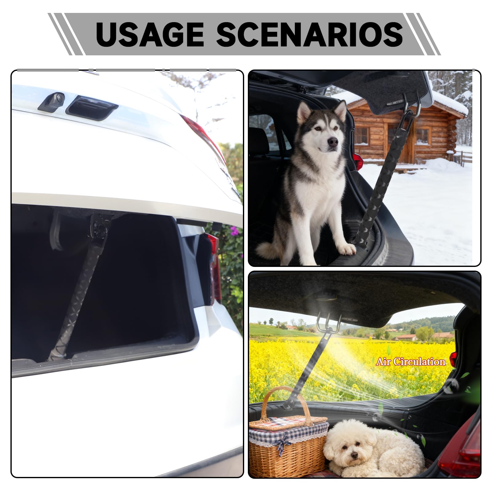 LALAGO Ammortizzatori cofano posteriore, 23cm Portellone Bagagliaio Supporto, Supporto Regolabile per cofano posteriore, Animali domestici Auto Aria fresca
