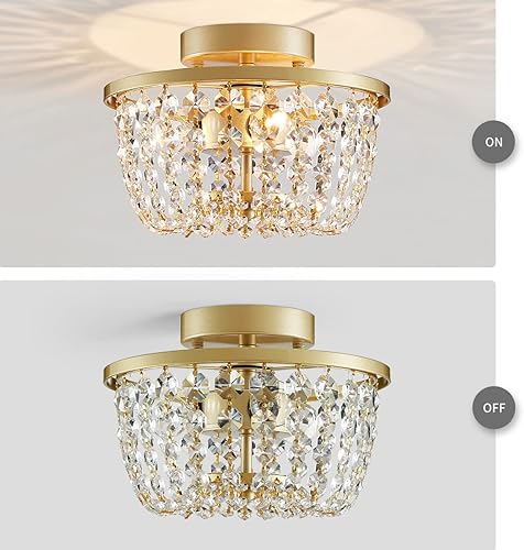 Miniatura 4 de WUZUPS Lámpara de techo semiempotrada de cristal, lámpara de techo moderna para dormitorio, pasillo, bar, cocina, baño, 7.6 pulgadas de alto x 9.8