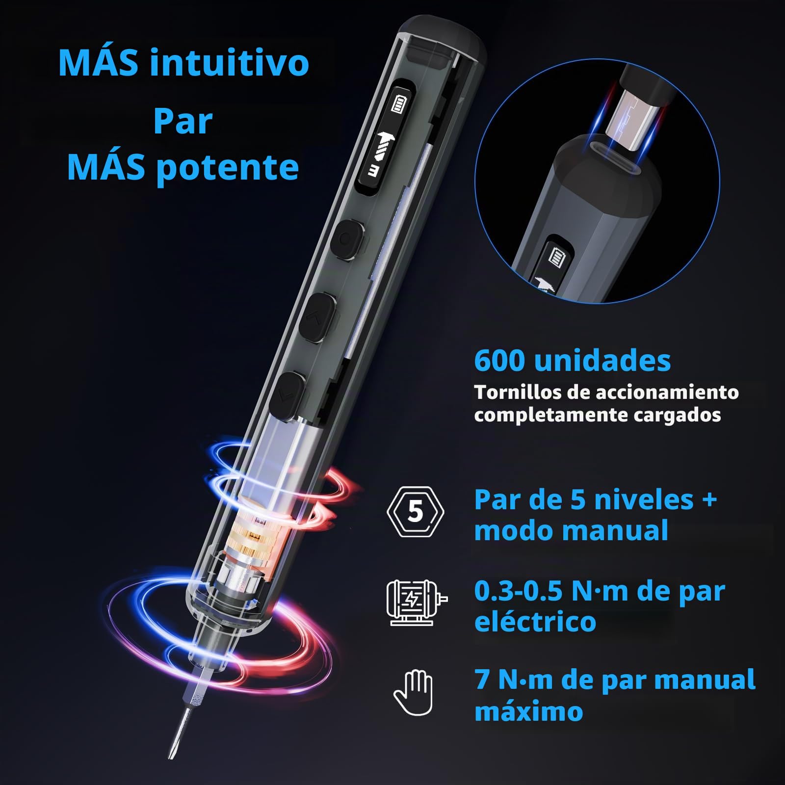 STREBITO Juego de mini destornilladores eléctricos, kit de destornilladores eléctricos pequeños 70 en 1 máximo con luces, 5 par mejorado, 64 puntas magnéticas, destornillador eléctrico de precisión