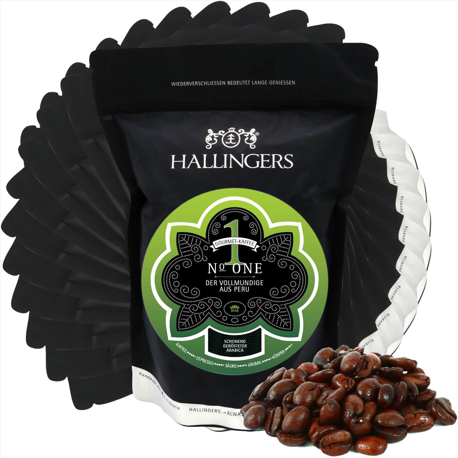 Hallingers Genuss Manufaktur Edel-Kaffee Geschenk-Set - schonend langzeitgeröstet bei niederen Temperaturen 10x "No. One" aus Peru, Geschenkidee für Frauen Männer