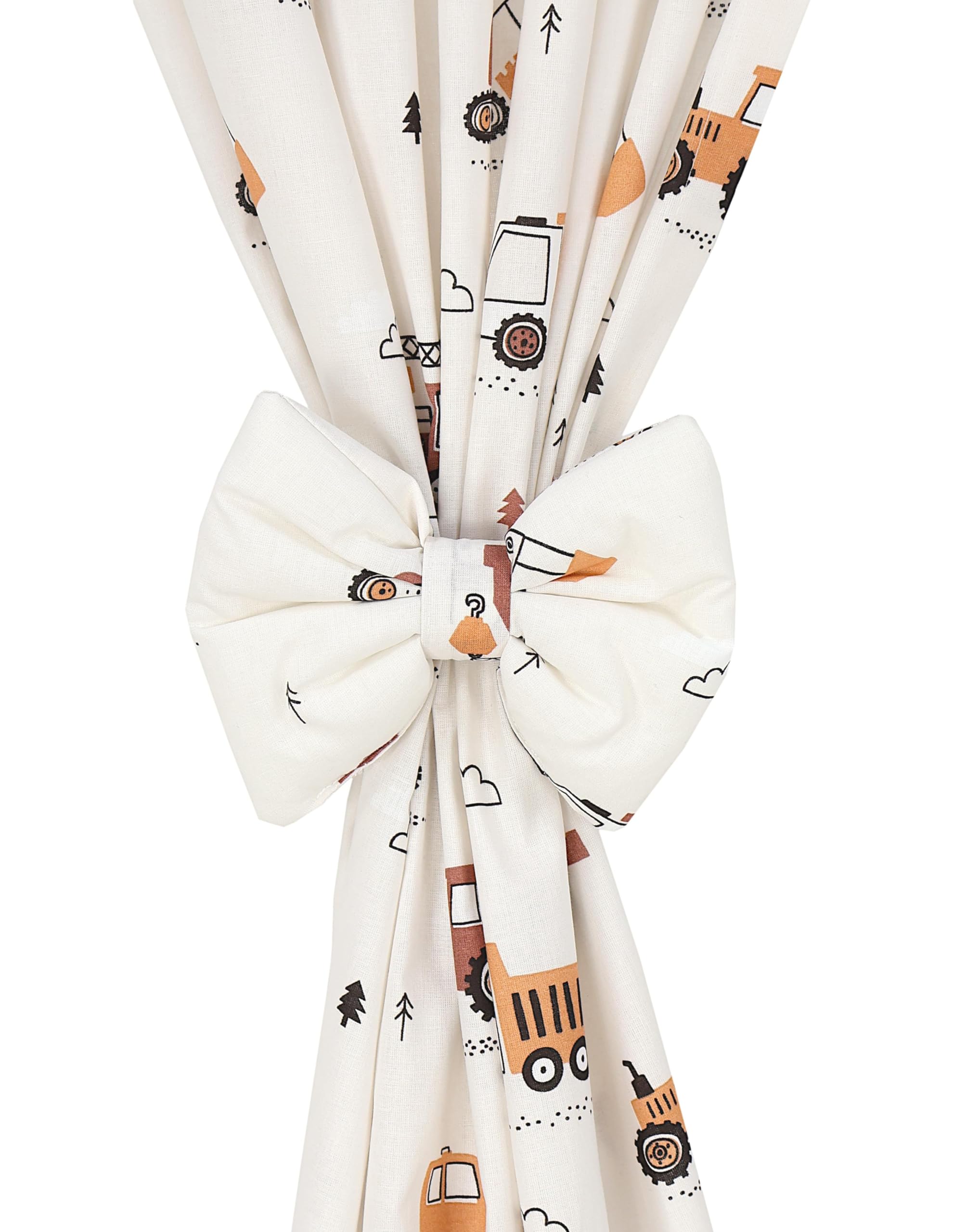 TupTam Kinderzimmer Vorhänge Baby Gardinen mit Schleifen 2er Set, Farbe: Baufahrzeuge/Bagger/Beige, Größe: ca. 155x95 cm