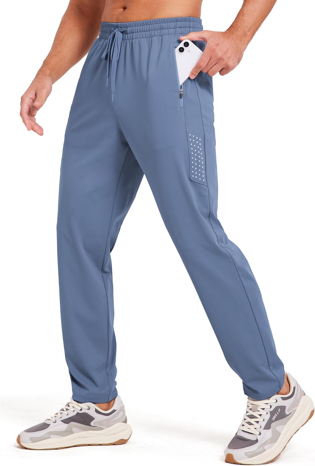 Men's Athletic Joggers Pants Stretch Tapered Casual Track Pants Elastic Waist Workout Jogging Sweatpants Zip Pockets