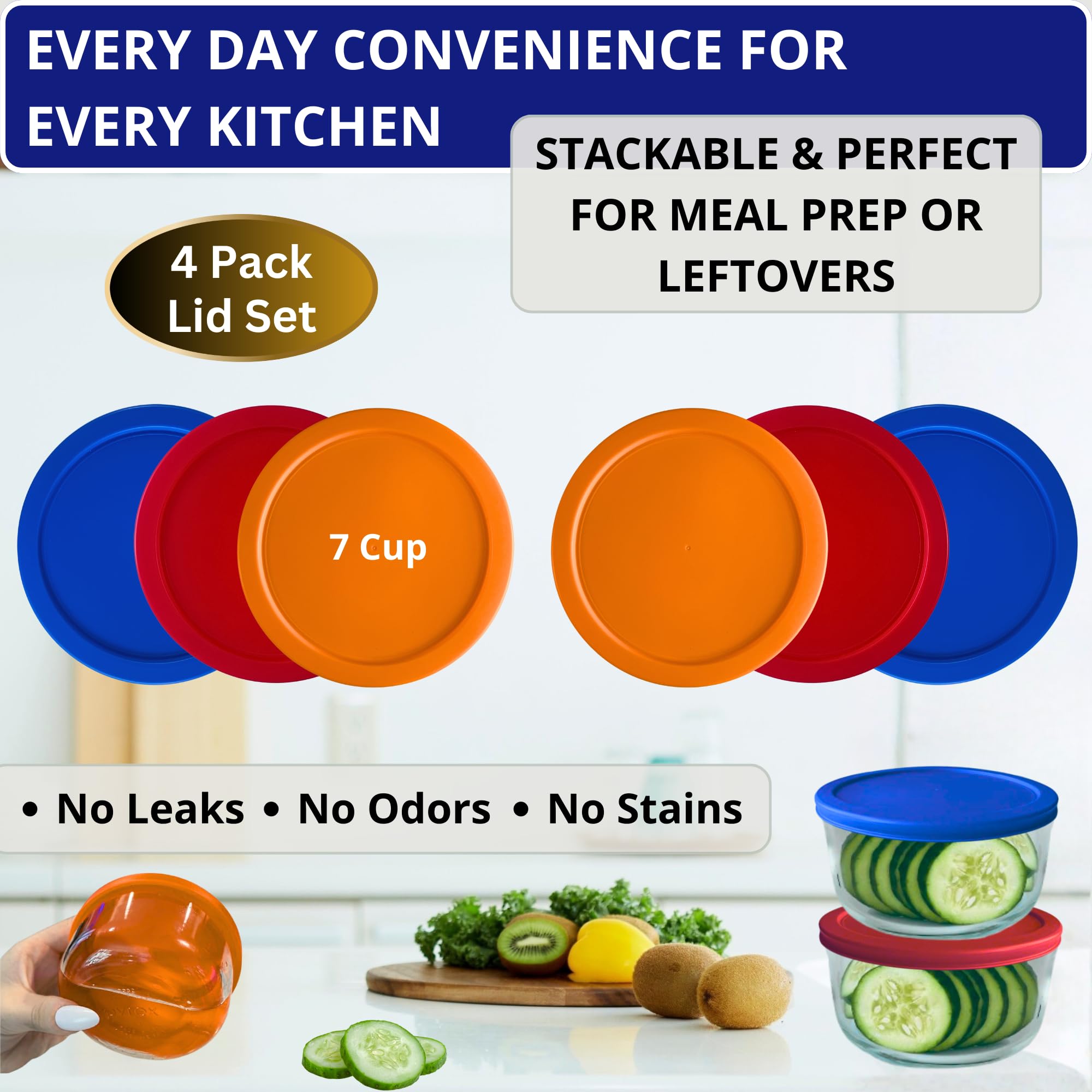 Amazon.com: 7 Cup/1.65 L Orange, Red, Blue Replacement Lids/Covers